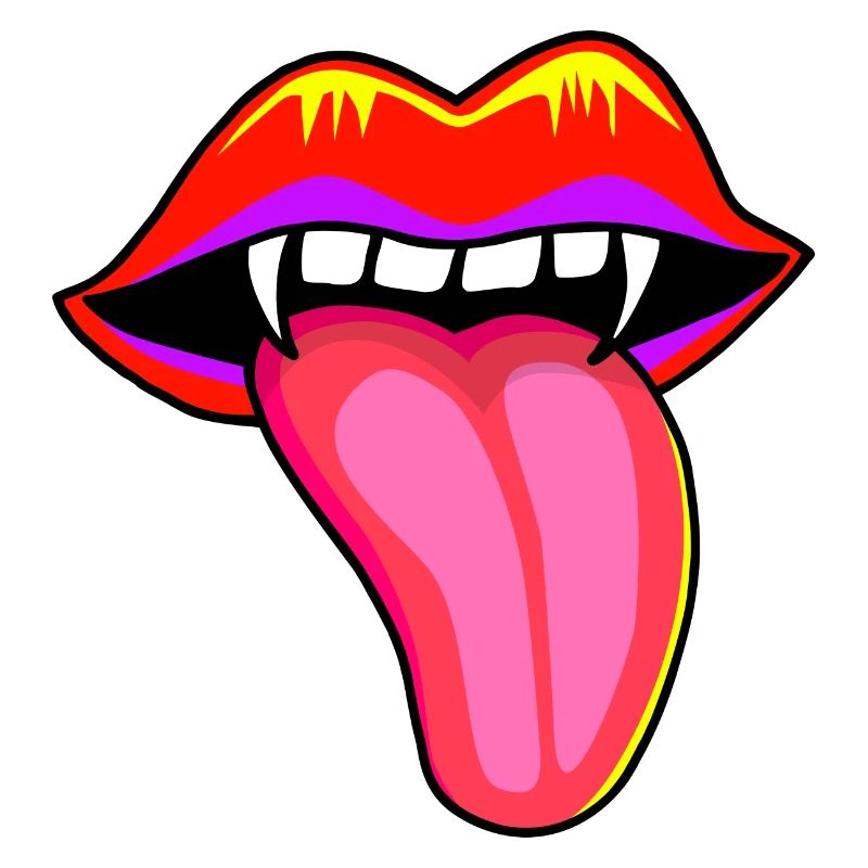 Bouche avec des dents de vampire