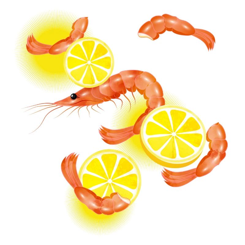 Garnelen oder Shrimps mit Zitronen Scheiben