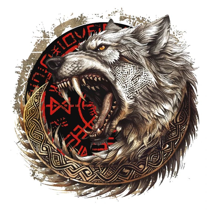 Viking Wolf Wolves Geri & Freki Valhalla d’Odin