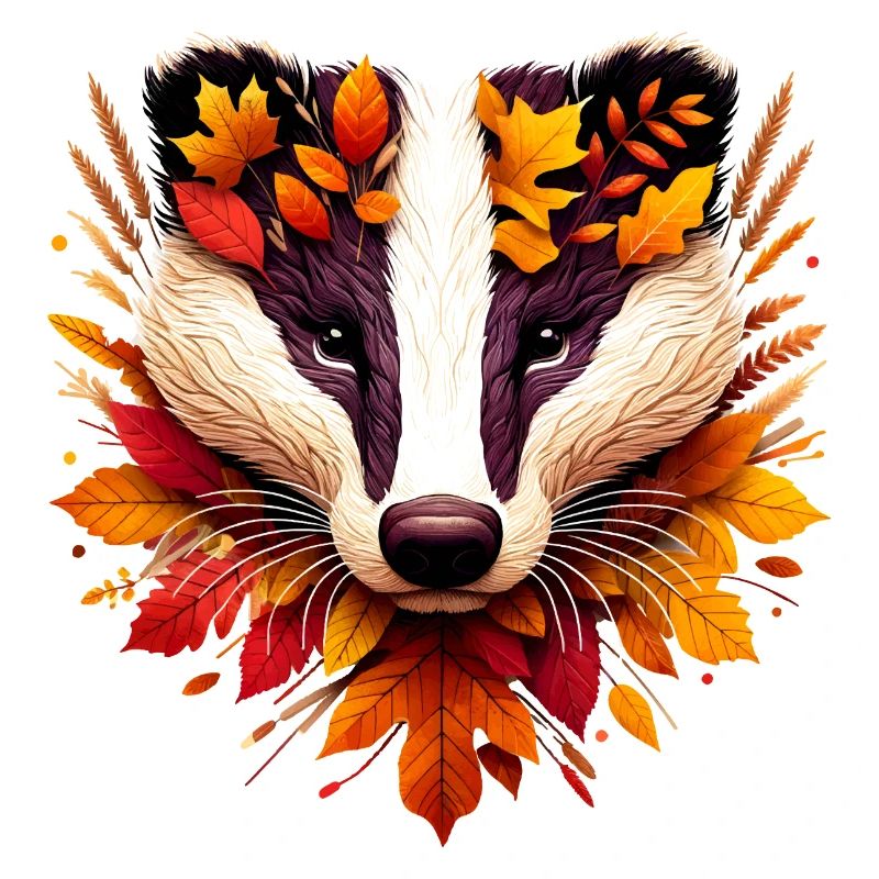A badger, designed from different leaves