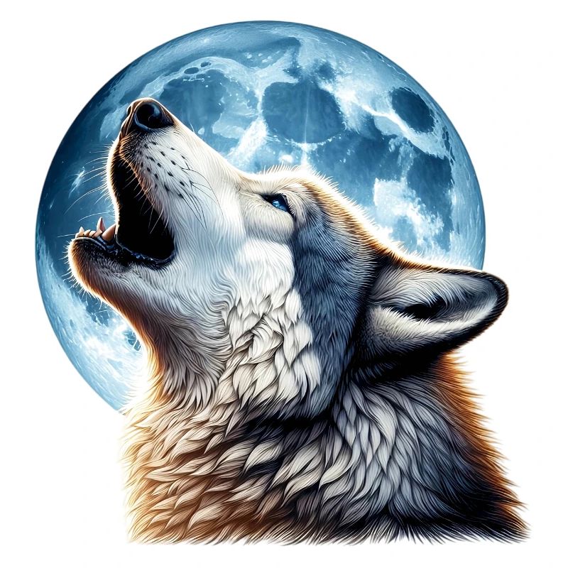 Wolf howls at the full moon