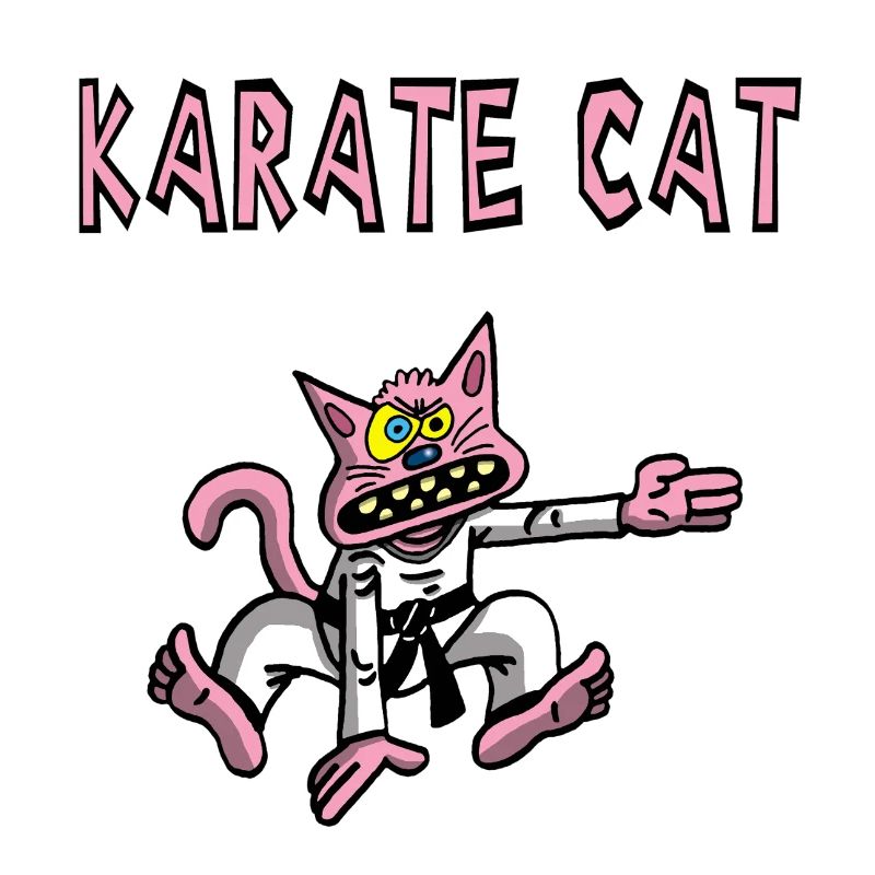 Karaté et chat rose