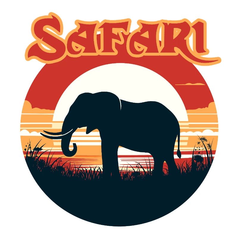 Faune Coucher de soleil Éléphant Design