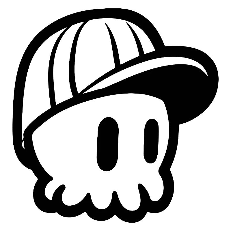 Crâne de dessin animé avec impression de casquette