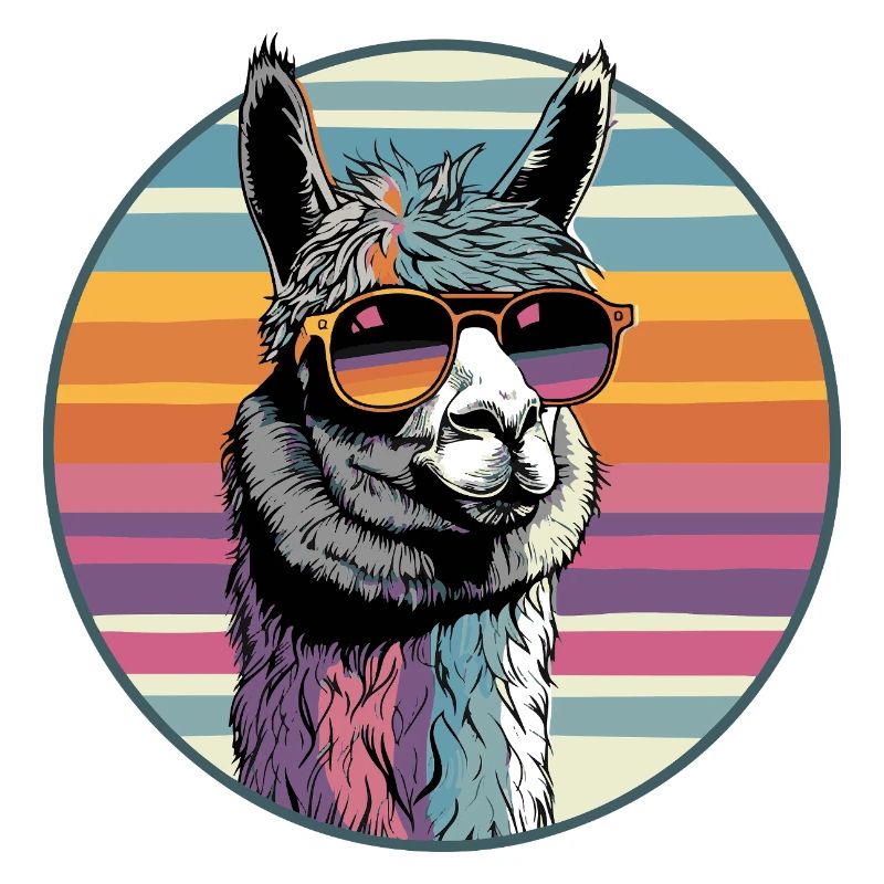 Llama with retro style sunglasses