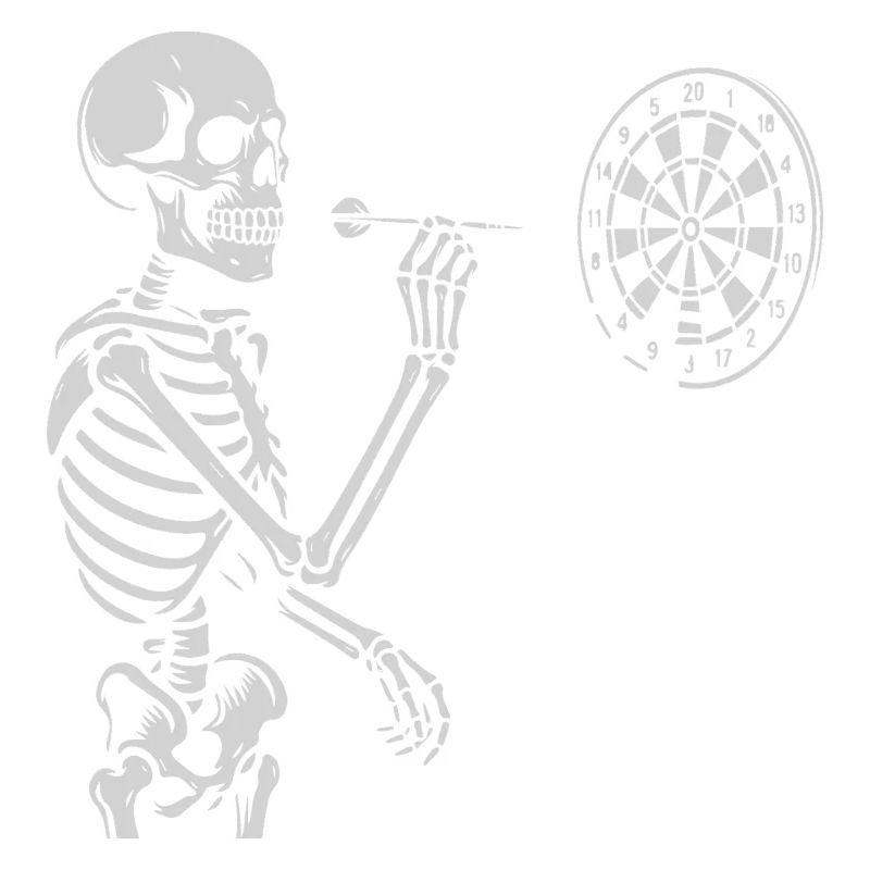 Skeleton playing darts game