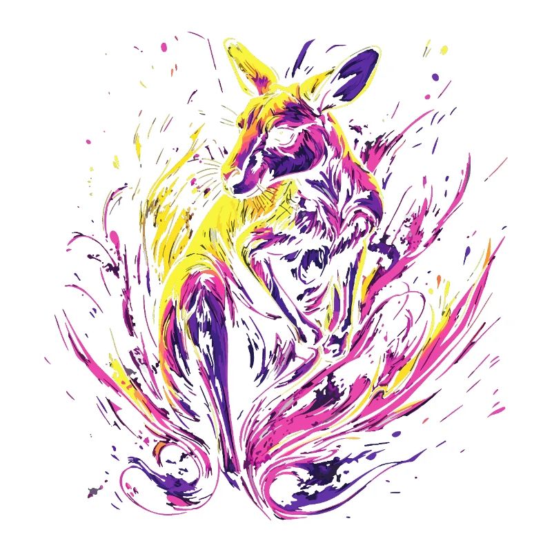 Kangaroo Animal Australia Down Under Neon Colorful Art