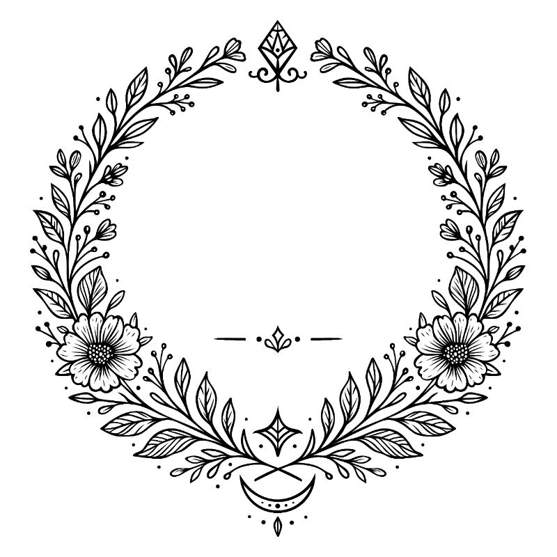 Wreath Flower Wreath with Crescent Moon