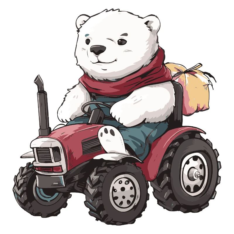 Polar Bear Tractor Farmer