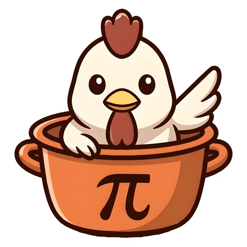 Cute Chicken in Pot with Pi Symbol Fun