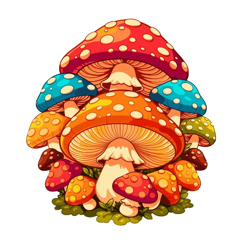 Colorful Toadstools Cartoon