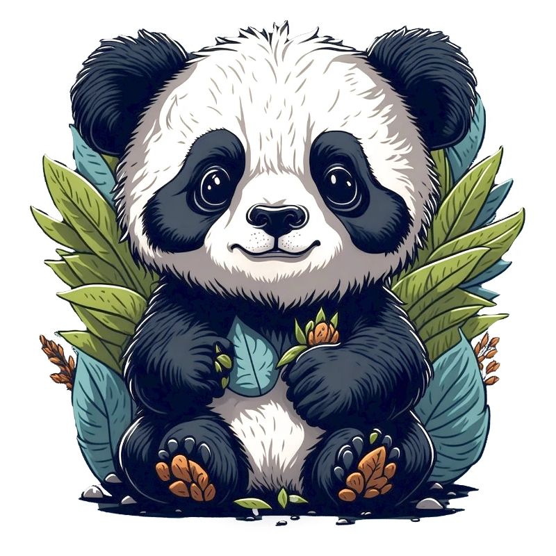 Le panda dans la forêt de feuilles