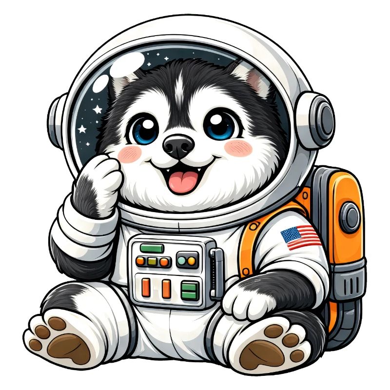 Un chien mignon Husky astronaute dans le dessin animé spatial Ent