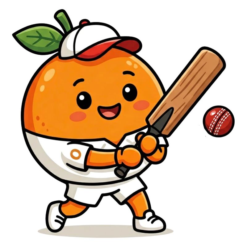 Funny orange playing cricket