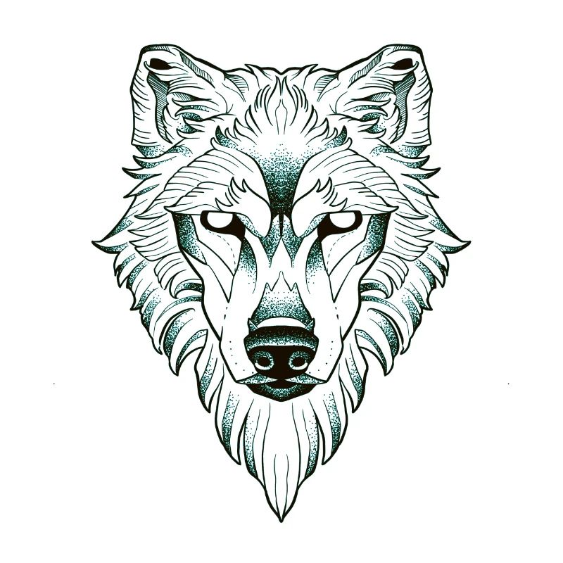 Symmetrical wolf dotwork