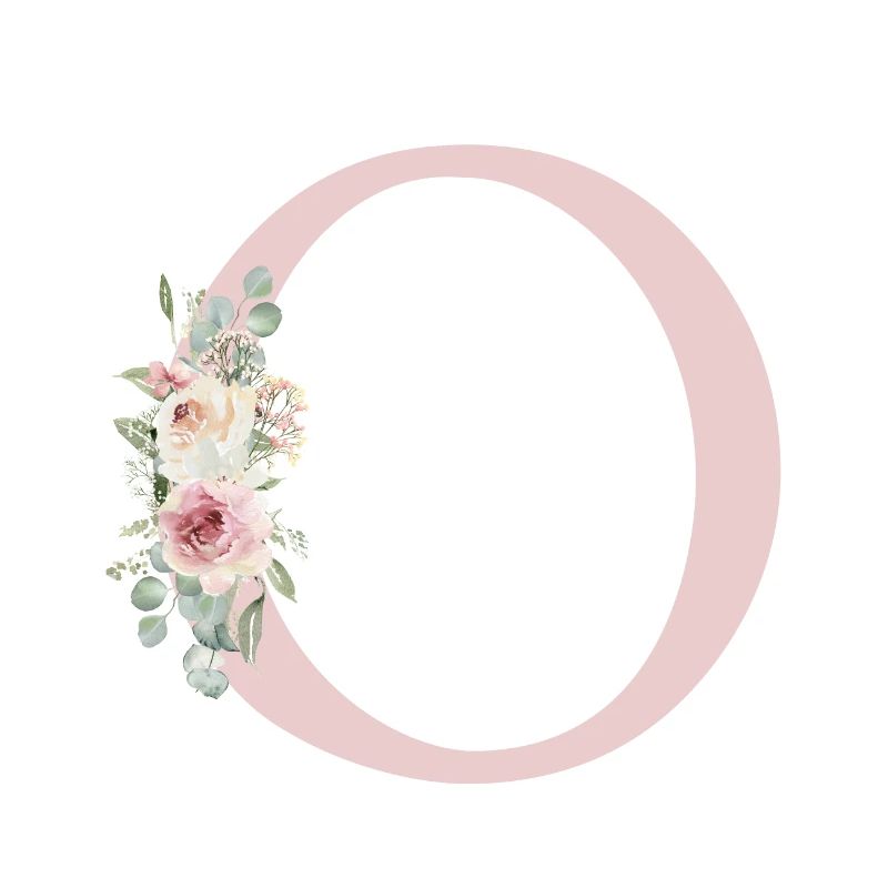 O| Monogramm | Eukalyptus-Pastell-Blumen-Blau