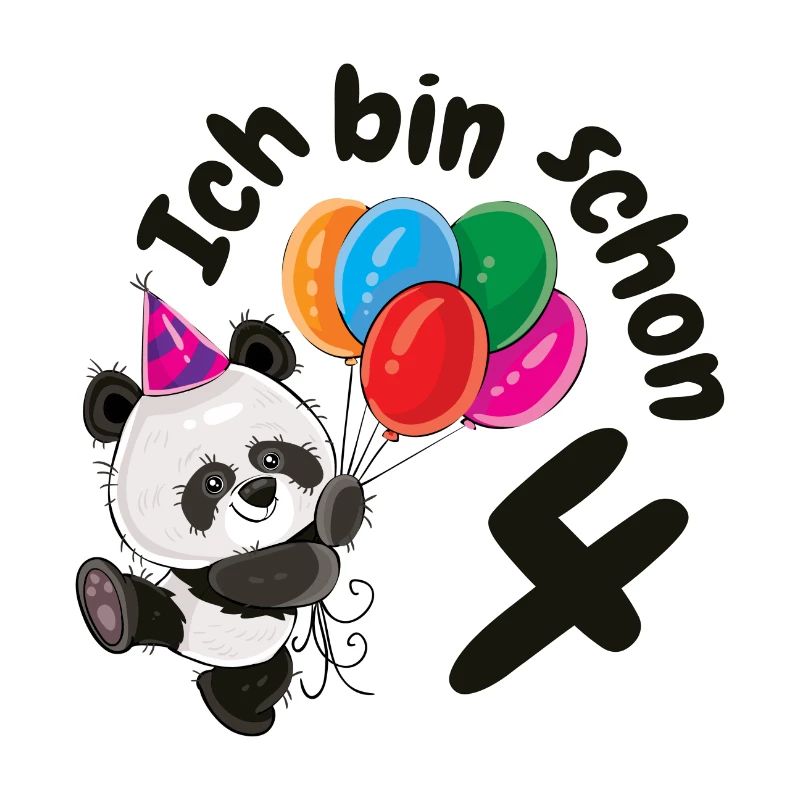4. Geburtstag Süßer Panda Pandabär Vier 4 Jahre