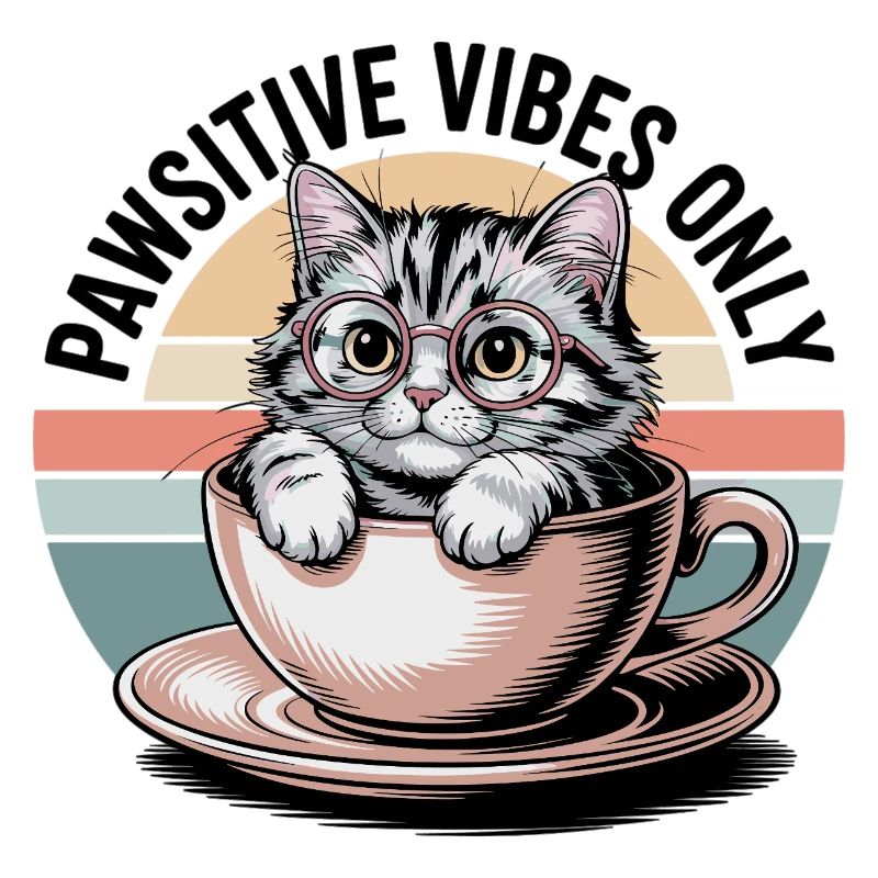 Pawsitive Vibes Only – Cat in a Cup