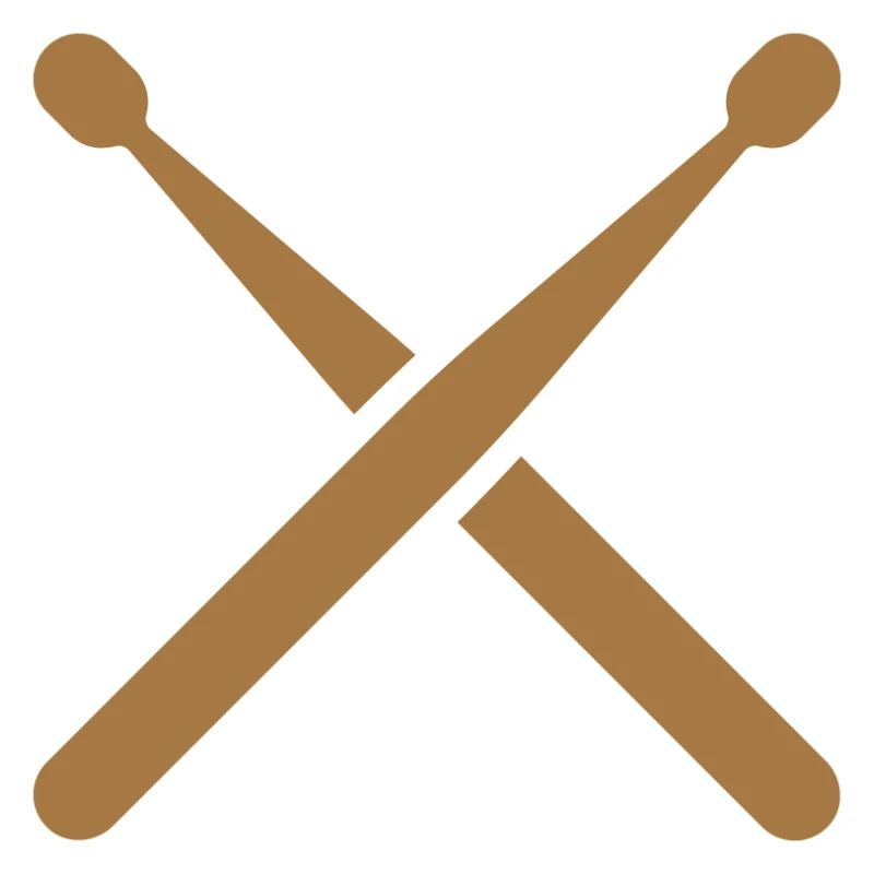 Cross drumsticks with drum pattern