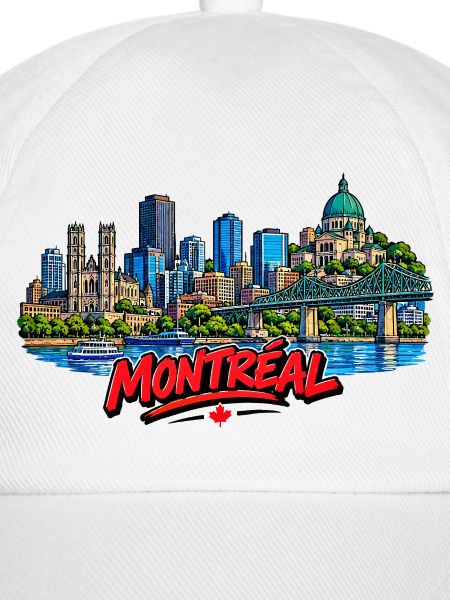 Montreal Skyline mit rotem Schriftzug