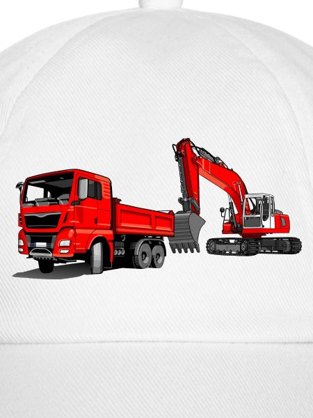 Baustelle mit Bagger und Kipplaster