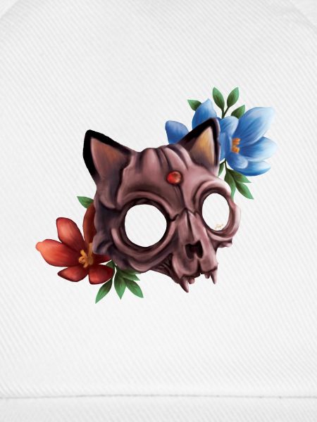 Katzenschädel mit Blumen