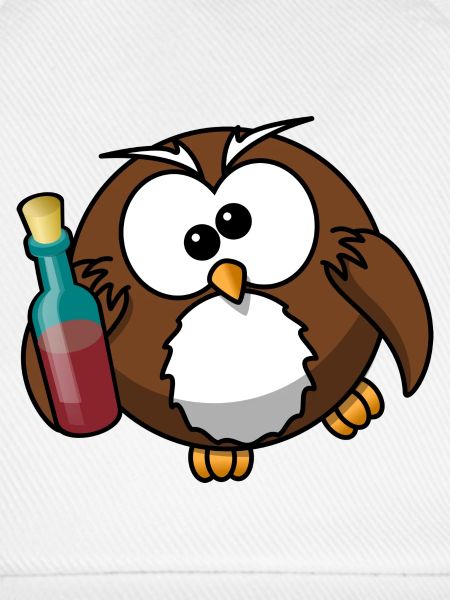 betrunkene Eule mit Wein