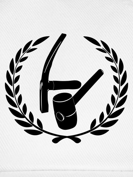 Pflastererlogo in Lorbeerkranz