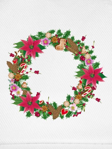 Üppig geschmückter Weihnachtskranz mit Deko