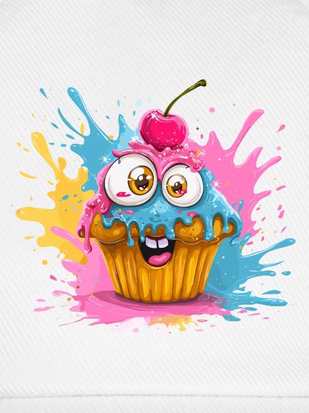Bunter Cupcake mit Glubschaugen