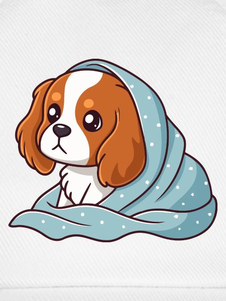 Beagle in Blau gewickelt