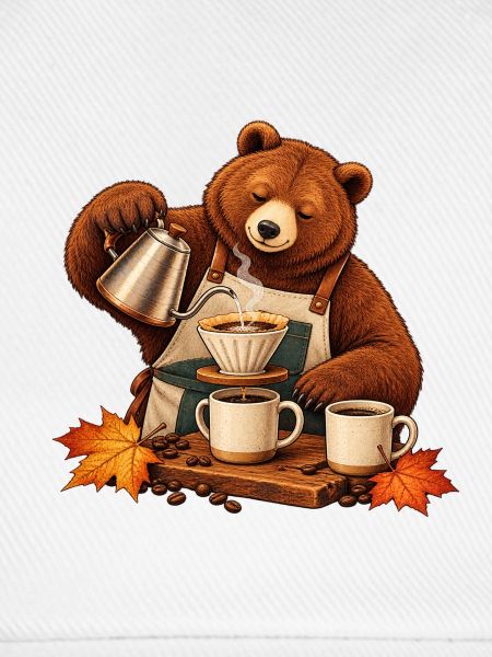 Bär brüht Pour-over-Kaffee