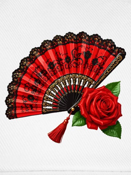 Spanischer Fächer mit Rose