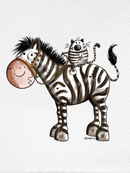 Zebra mit Katze