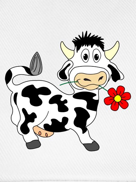 Kuh mit Blume im Maul
