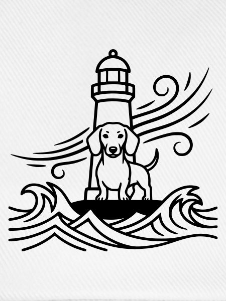 Dackel Sturm Leuchtturm Meer