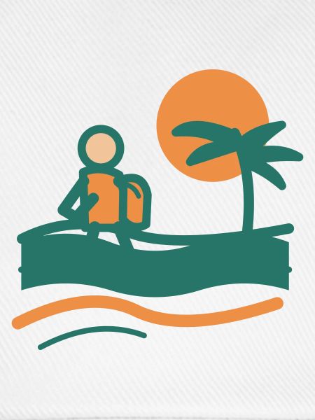 Backpacker am Palmenstrand