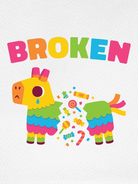 Trauriger zerbrochener Pinata-Esel