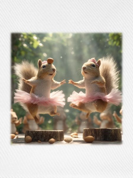 Ballett Eichhörnchen im Tutu mit Eicheln
