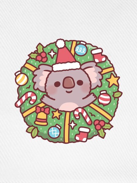 Süßer Koalabär im Weihnachtskranz