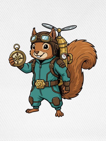 Squirrel Steampunk Aviator Jetpack-Kompass