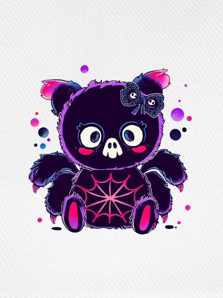 Neon Pandabär mit Spinnennetz