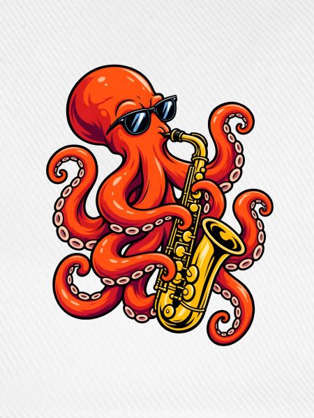 Oktopus mit Saxophon