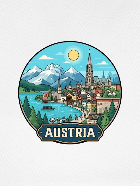 Austria Reiseabzeichen Hallstatt Alpen