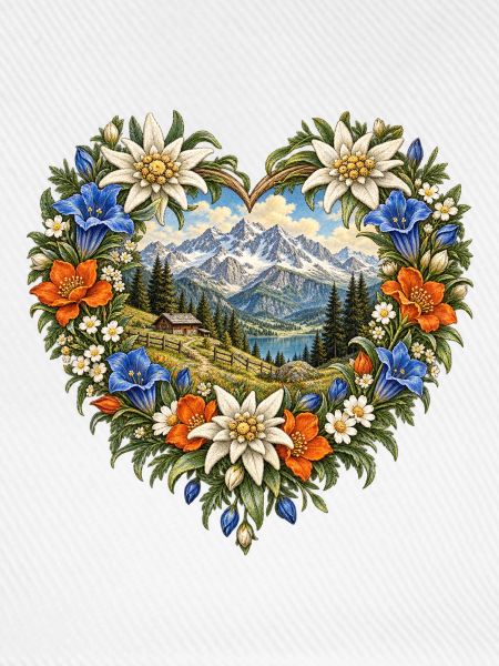 Alpenlandschaft im Blumenherz