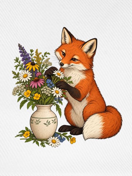 Fuchs arrangiert Wildblumen