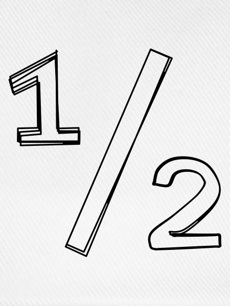 Bruchzahl ½ handgezeichnet