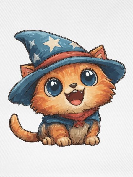 Katzenzauberer mit Sternenhut