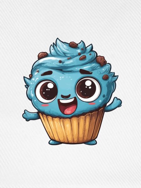Blauer Cupcake Mascot Design