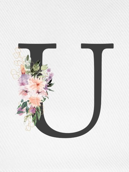 Buchstabe U, Monogramm, Blumen
